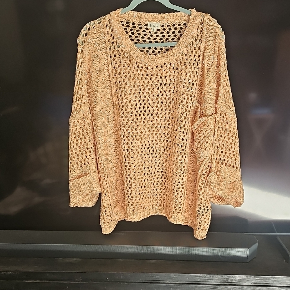 POL Women's Beige Open-Knit Sweater